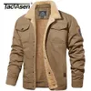 Men's Down Parkas TACVASEN Turn-down Collar Winter Cotton Jackets Mens Sherpa Fleece Trucker Parka Green Tactical Cargo Coats Clothes Overcoats 231030