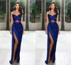 Vestidos de fiesta de sirena de talla grande en azul real para mujer, vestido con escote en forma de corazón y lado alto, vestido para ocasiones especiales, ropa formal, vestidos de noche para celebridades de cumpleaños