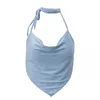 Camisoles tanques femininos sexy drape cowl pescoço halter camisola glitter assimétrico bandeau colheita topo dropship