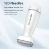 Bio Needle 120 pinos Derma Stamp 0-2 MM Comprimento da agulha ajustável Microneedle Roller Dermapen Derma para crescimento do cabelo Barba Brilho Cuidados com a pele Ferramentas de beleza