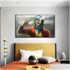 Peintures The Joker Smoking Affiche et impression Iti Art Creative Film Peinture à l'huile sur toile Image murale pour salon Décor Drop Del Dhkfm