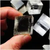 예술과 공예 2pcs 자연스럽게 맑은 정사각형 방해석 돌 아이슬란드 스파 쿼츠 크리스탈 암석 에너지 석재 광물 표본 치유 5904728 DH9ZV