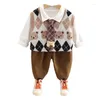 Kleidung Sets Nette Bär Baby Jungen Mädchen 3 stücke Anzug Plaid Weste Hemd Hose/Rock Set Herbst Kleidung Für 0-5 jahre alte Kinder