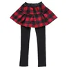 Trousers Gilrs Plaid Culottes Winter Girl Leggings Girls Skirt-pants Cake Skirt Girls Warm Plus Velvet Thick Pants Kids Leggings Boot Cut 231030