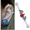 Bouchons Tunnels Drop Livraison 2021 14G Serpent en acier inoxydable avec rouge Cz Gem Barre industrielle Piercing Barbell Boucle d'oreille Mode Corps 310t