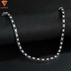 Venda quente gelado 4mm branco e preto diamante moissanite tênis corrente colar feminino masculino banhado a ouro hip hop jóias