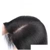 Syntetiska peruker aaa5 brasiliansk svart lång silkeslen rak fl mänsklig hårvärmebeständig gluelös spets fram peruk för mode kvinnor släpp otczw