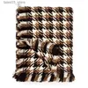 Sjaals 2021 nieuwe kameelbruine high-end kleur Hong Kong-stijl herfst en winter warme sjaal houndstooth Franse sjaal dik Q231031