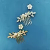 Grampos de cabelo floret pente casamento noiva acessórios pérolas jóias folhas design headpiece tiaras feminino cocares decoração