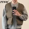 Gilet da uomo PFNW Primavera Autunno Tinta unita addensato Gilet senza maniche Casual Trendy Tempo libero Cappotti larghi stile vintage 28A0649 231031