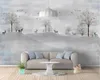 Wallpapers Nordic Minimal Elk Flying Birds Forest Custom Wallpaper Living Room TV Backdrop Sofa Wall Bedroom Murals Papel De Parede