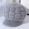 Ball Caps Ball Caps Fashion Women Warm Pumpkin Hat Beanie Cap Lady Autumn Winter Plush Thicken Knitted Peaked Solid Color Grandmother