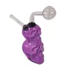 Mini brûleur à mazout en verre multicolore Bong double crâne en forme de cendrier créatif narguilé chicha fumer conduite d'eau mini barboteur Dab plates-formes pour fumer avec des pots d'huile