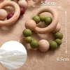 Teethers Toys Food Grade Colorful Silicone Beads Baby Teether Wooden Round Ring Molar Rattle For Nursing Teething Bracelet 231031