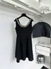 Basic & Casual Dresses designer French Hepburn style black suspender dress, summer new light luxury niche design, heavy work nail diamond slimming skirt 7P34