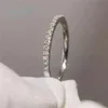 inbeaut 18K witgoud vergulde diamanten testronde uitstekende slijpvorm 0,1 ct Micro D-kleur Moissanite ring 925 zilver partij sieraden X283e