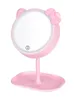 Miroir de maquillage Compact chat rose avec miroir Led sur pied, écran tactile, miroir de vanité, lumière réglable, cosmétique de bureau 231030