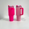 Gravação a laser sem BPA e gravação em aço inoxidável de parede dupla Barbie flamingo rosa 40 onças quencher tumbler esportes ao ar livre para bebidas frias presentes de melhor valor com alça