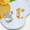 Anéis de cluster luxo zircão borboleta para mulheres brilhantes strass meninas anel de dedo ajustável casal festa de casamento festival jóias