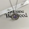 Colares Designer Viviene Westwood jóias 23 New Western Empress Dowager Gradual Roxo Completo Diamante Terra Planeta Colar Feminino Pessoal