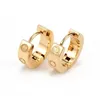 Hoop Huggie Sier Earrings Round Gold Titanium Steel 18K Rose Stud Love For Woman Exquisite Simple Fashion Diamond Lady Jewelry Drop De Dhds3