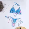 Traje de baño para mujer Impresión de sol y moda Traje de baño sexy dividido Trajes de baño de luna Conjunto de tankinis Traje de baño Top de apoyo