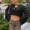 Women's Sweaters Y2K Hollow Out Cropped Knit Smock Top Vintage Loose Distressed Crochet Pullovers Casual Fairycore Chic Crop Cloth