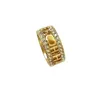 Designer Hollow Out Letter Band Rings Women 18K Gold Plated Crystal Finger Ring