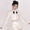 Werk Jurken Zoete Mode Tweedelige Set Vrouwen Koreaanse Elegante Partij Minirok Vrouwelijke Zakken Casual Kawaii Pak 2023 Herfst