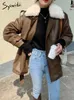 Frauen Pelz Faux Syiwidii Leder Mantel Winter Jacke Frauen Herbst Lamm Wolle Warme Lokomotive mit Schärpen Koreanische Mode PU outwear 231031