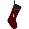 Decorazioni natalizie Calza di velluto rosso verde con calzini decorativi con nappe Set di calze natalizie da 2 pezzi 1031