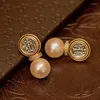 Stud Earrings S925 Sterling Silver Needle Freshwater Pearl For Women Exquisite Carved Apollo Ancient Coin Water Drop