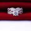 Victoria Wieck Luxury Jewelry 10kt White Gold Filled Round Cut Cz Diamond Topaz Wedding Engagement Rings Set for Women Gift SI233F