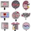 Newest Custom Key Ring Nurse Rhinestone Retractable ID Holder For Name Card Accessories Badge Reel With Alligator Clip244S