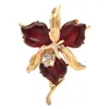 Brooches Medieval Western Vintage Orchid Moire Jelly Resin Glazed Corsage Brooch Pin Exaggerated Transparent Green Red Flower Pins Buckle