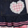 Skirts Preppy Style Lolita Kawaii Skirts Japanese Sweet Mini Women Harajuku Cute Ball Gown Denim Skater Y2K High Waist Lace Cake Skirts 231030