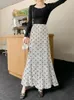 Saias Polka Dot Saia Longa Mulheres Casual Maxi Outono Inverno Feminino Elegante Moda Cintura Alta Senhora Vintage Chic Slim