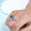 Bagues de cluster réglable sirène bleu pierre bague pour femmes mariage fiançailles argent plaqué doigt bijoux personnalité élégante