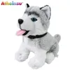 Plush Light - Up Toys Glowing Stuffed Animals Husky Puppy Dog Soft Plush Toys Grå kudde med färgglada LED -nattljus Födelsedag för Girls Kids 231030