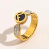 Unikalny luksusowy projektant biżuterii Pierścionki Kobiet Letter 18K Gold Stated Stal Stal Stal Diamond Streps Pierścień Pierścień Pierścień Pierścień