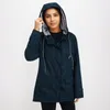 Gabardinas para mujer Chubasquero con capucha Chaqueta de lluvia ligera Manga larga con cremallera Bolsillos con cordón Cortavientos Ropa de otoño