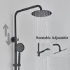 Bathroom Shower Heads Matte Black Round Faucet Set Rainfall 3 Functions Brass Wall Mount Cold Water Mixer Bathing Crane 231030