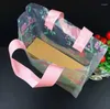 Gift Wrap 25 35cm Printed Rose Plastic Bag With Handle For Jewelry Boutique Packaging Bags WHITE