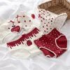 Women's Panties Girly Fashion Love Strawberry Cotton High-quality Underwear Big Red Crotch Mid-waist299o