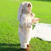 Rompers Lovely Baby Girls Romper Jumpsuits Cartoon Long Eared Rabbit Winter Thicken Children's Clothing Festival Party Outfit 231031