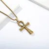 Stainless Steel Ankh Cross Pendant Necklace for Men Women Hip Hop Chain Religious Jewelry(with Gift Box)