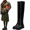 ドレスシューズセクシーな女性ブーツプラスサイズ35-43膝の上のハイブーツソフトレザープラットフォームチェルシーブーツローヒール冬の秋の靴231031