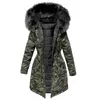 Casaco de pele falso acolchoado feminino jaqueta de inverno com capuz parkas feminino solto parka camuflagem casaco acolchoado jaquetas 231030