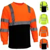 Herr t-shirts skjortor för män hög synlighet reflekterande t-shirt långa ärmar säkerhet tröja hi vis arbetskläder t arbete kvinnor238l