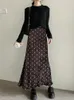 Saias Polka Dot Saia Longa Mulheres Casual Maxi Outono Inverno Feminino Elegante Moda Cintura Alta Senhora Vintage Chic Slim